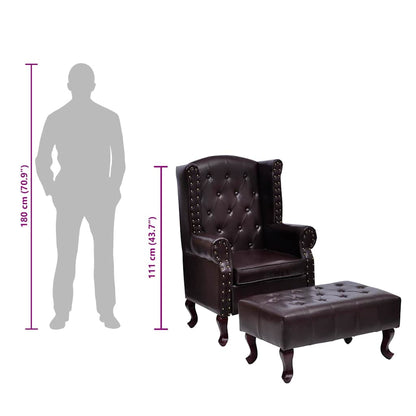 Poltrona con Poggiapiedi Marrone Scuro in Similpelle - homemem39