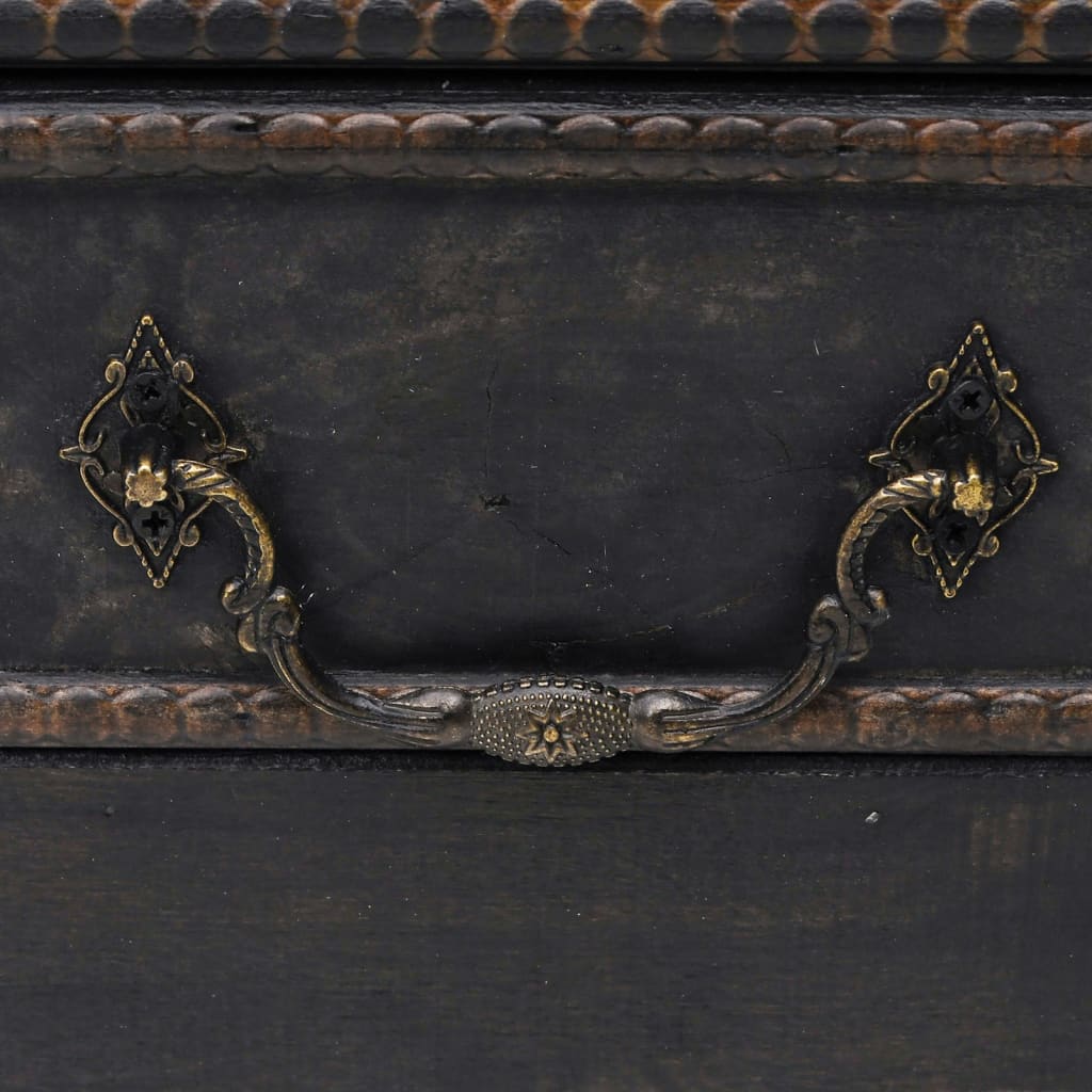Baule del Tesoro in Legno Grande Nero - homemem39
