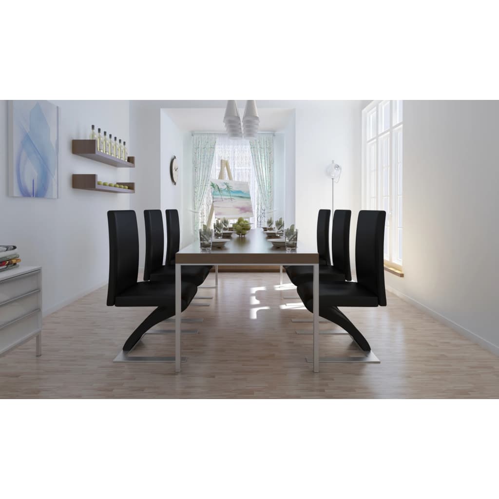 Sedie da Pranzo 6 pz Nere in Similpelle | homemem39