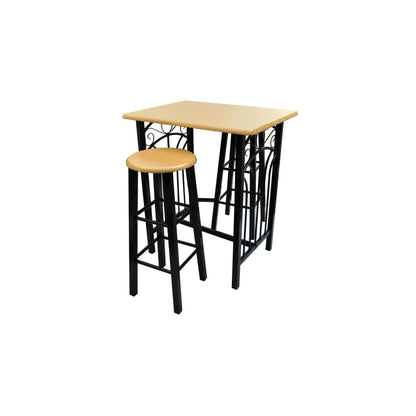 Set Tavolo da Pranzo / Bar e Sedie in Legno e Acciaio Marrone - homemem39