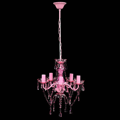 Lampadario in Cristallo 5 Lampadine Rosa - homemem39