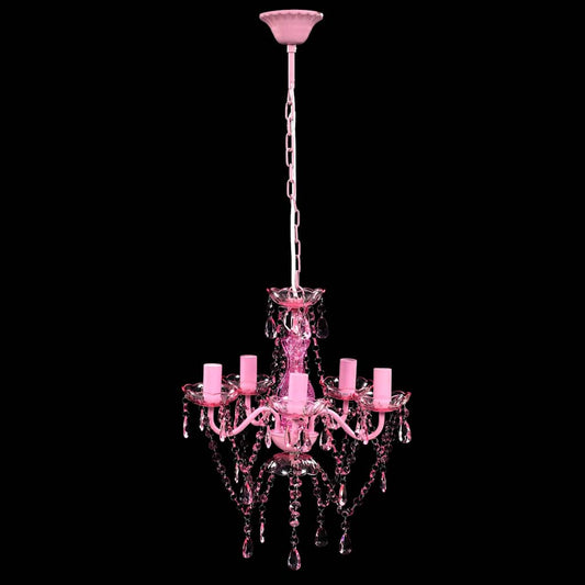 Lampadario in Cristallo 5 Lampadine Rosa - homemem39