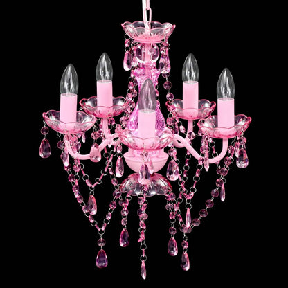 Lampadario in Cristallo 5 Lampadine Rosa - homemem39