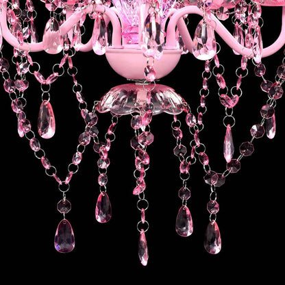 Lampadario in Cristallo 5 Lampadine Rosa - homemem39