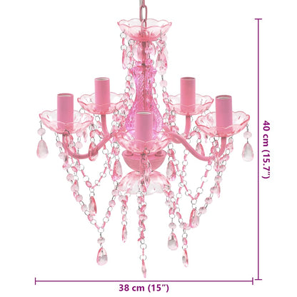 Lampadario in Cristallo 5 Lampadine Rosa - homemem39