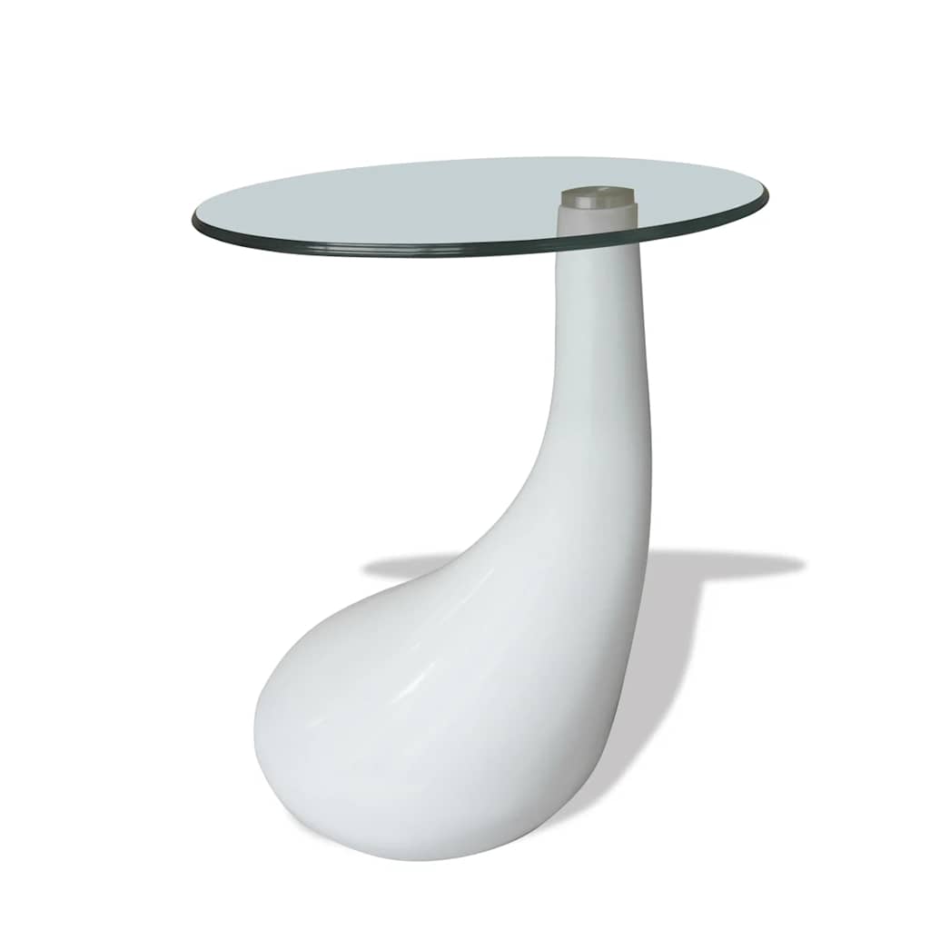 Tavolino da Salotto con Ripiano Ovale in Vetro Bianco Lucido | homemem39