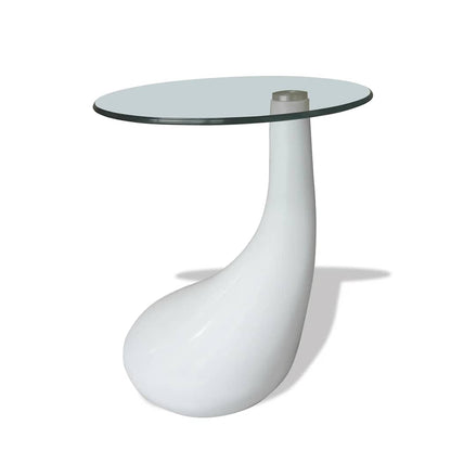Tavolino da Salotto con Ripiano Ovale in Vetro Bianco Lucido | homemem39