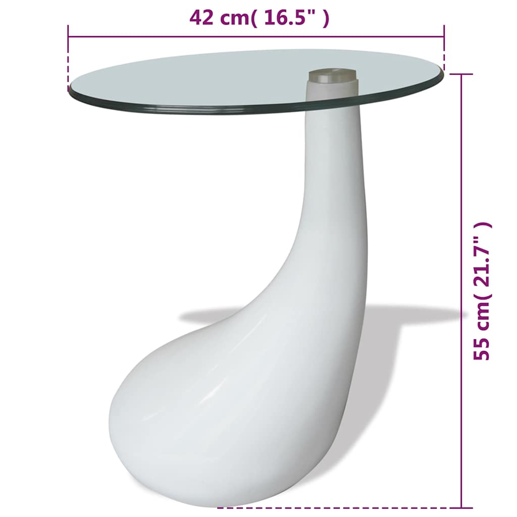 Tavolino da Salotto con Ripiano Ovale in Vetro Bianco Lucido | homemem39