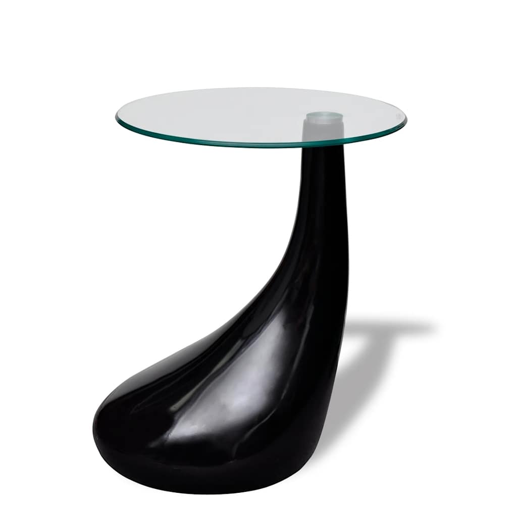 Tavolino da Salotto con Ripiano Rotondo in Vetro Nero Lucido | homemem39