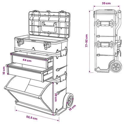 Trolley Porta Attrezzi con 3 Componenti | homemem39