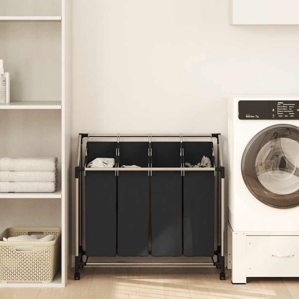 Classificatore lavanderia con 4 borse nero | homemem39
