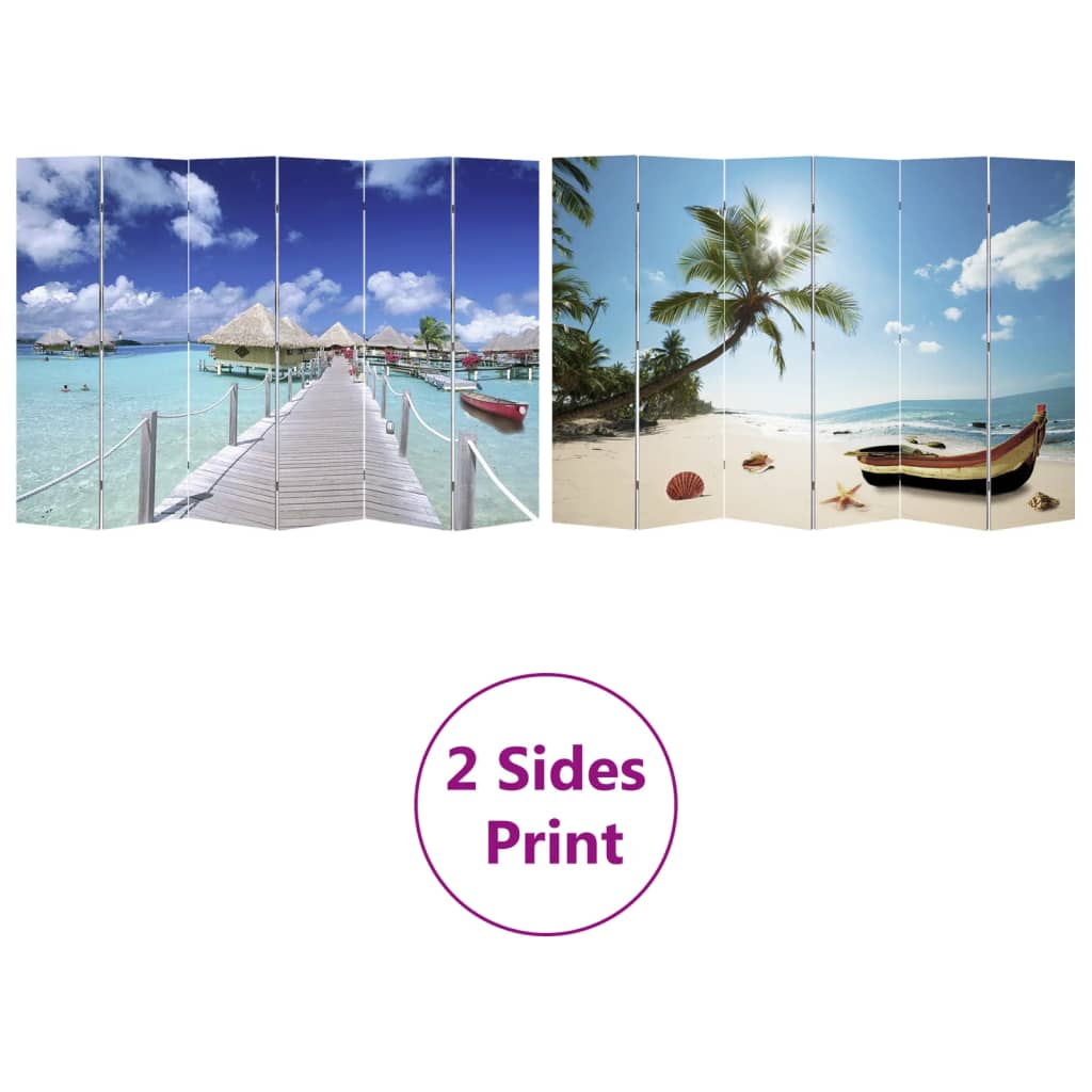 Paravento Pieghevole 217x170 cm con Stampa Spiaggia - homemem39