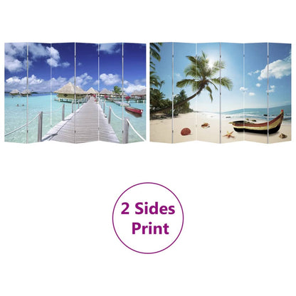 Paravento Pieghevole 217x170 cm con Stampa Spiaggia - homemem39