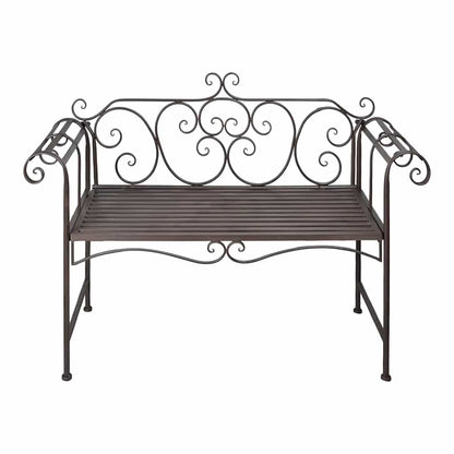 Panchina da Giardino 132 cm in Acciaio Stile Anticato Marrone - homemem39