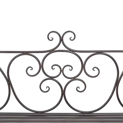 Panchina da Giardino 132 cm in Acciaio Stile Anticato Marrone - homemem39