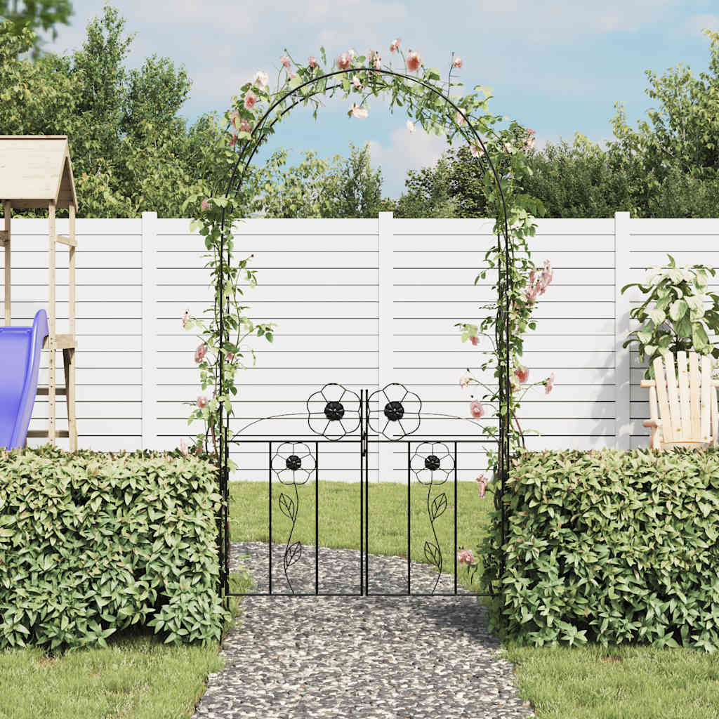 Arco con porta da giardino per piante rampicanti