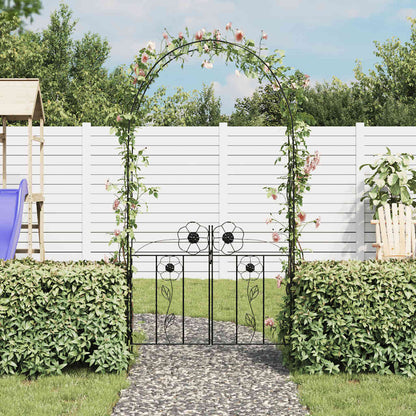 Arco con porta da giardino per piante rampicanti