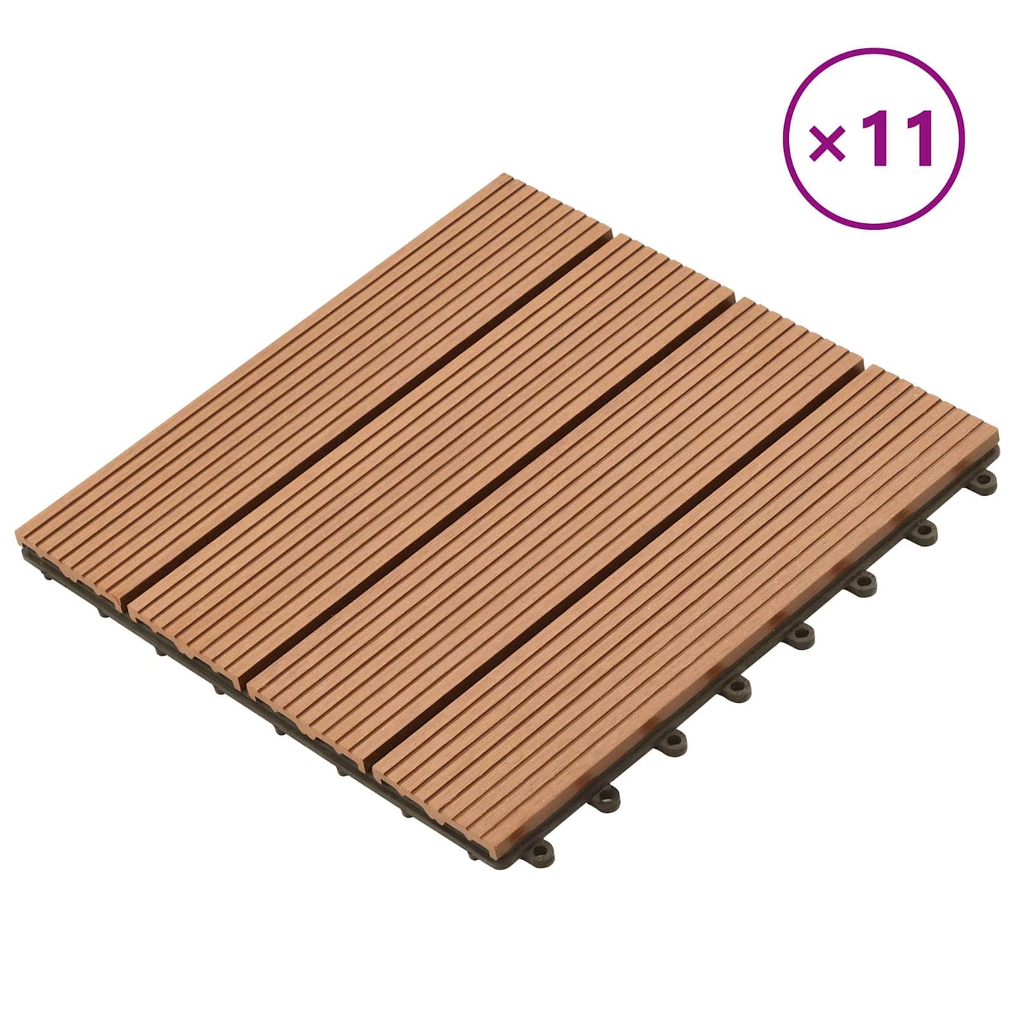Piastrella per Decking 11 pcs Marrone 30 x 30 cm WPC | homemem39