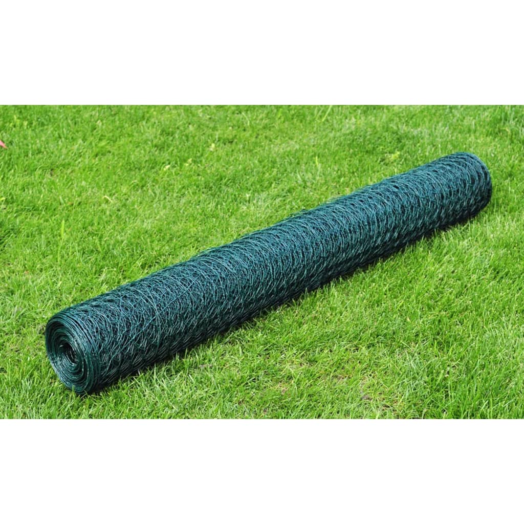 Recinzione in Rete per Pollaio Rivestita in PVC 25x0,5 m Verde | homemem39