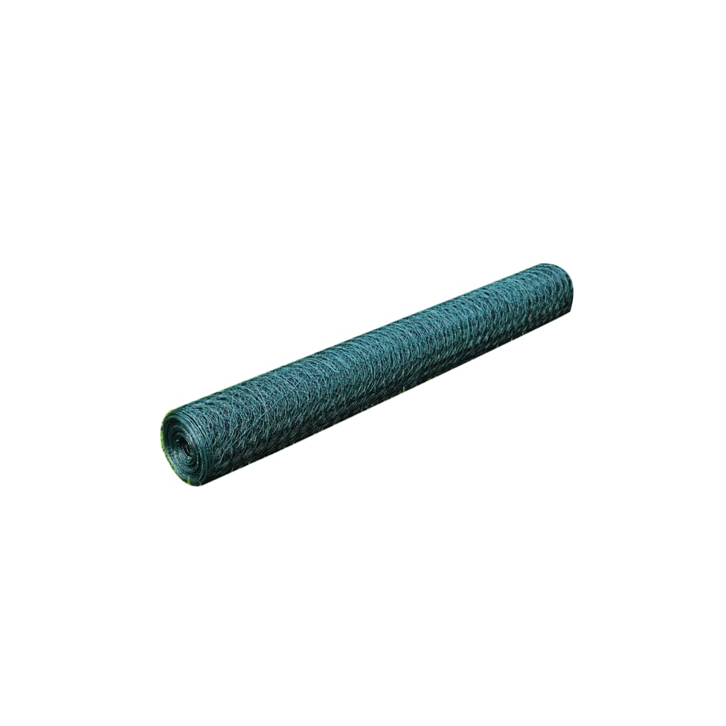 Recinzione in Rete per Pollaio Rivestita in PVC 25x0,75 m Verde | homemem39