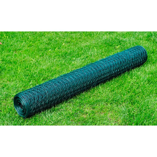 Recinzione in Rete per Pollaio Rivestita in PVC 25x0,75 m Verde | homemem39