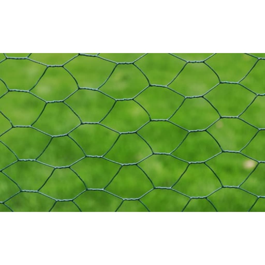 Recinzione in Rete per Pollaio Rivestita in PVC 25x1 m Verde | homemem39