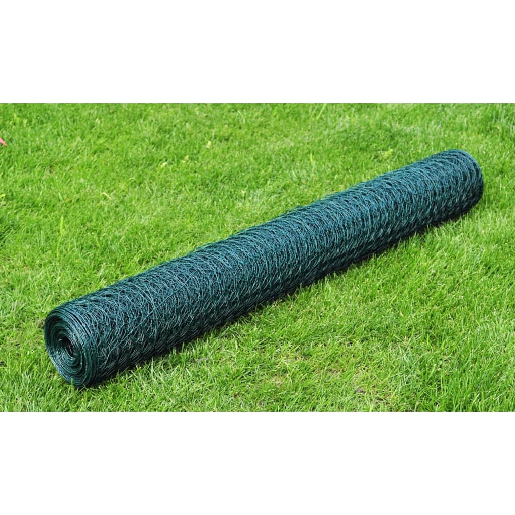 Recinzione in Rete per Pollaio Rivestita in PVC 25x1 m Verde | homemem39