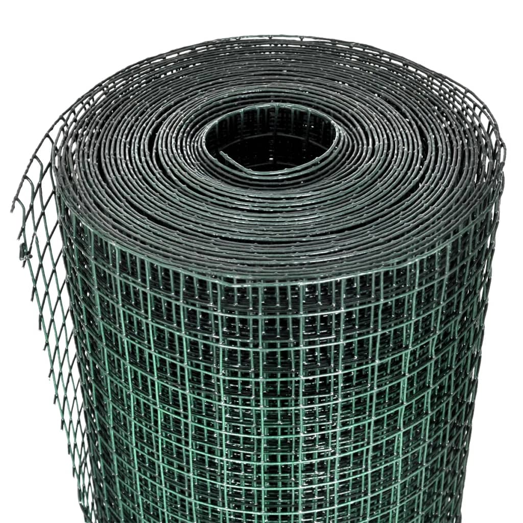 Recinto Pollaio in Rete Zincato Rivestimento PVC 10x1 m Verde | homemem39