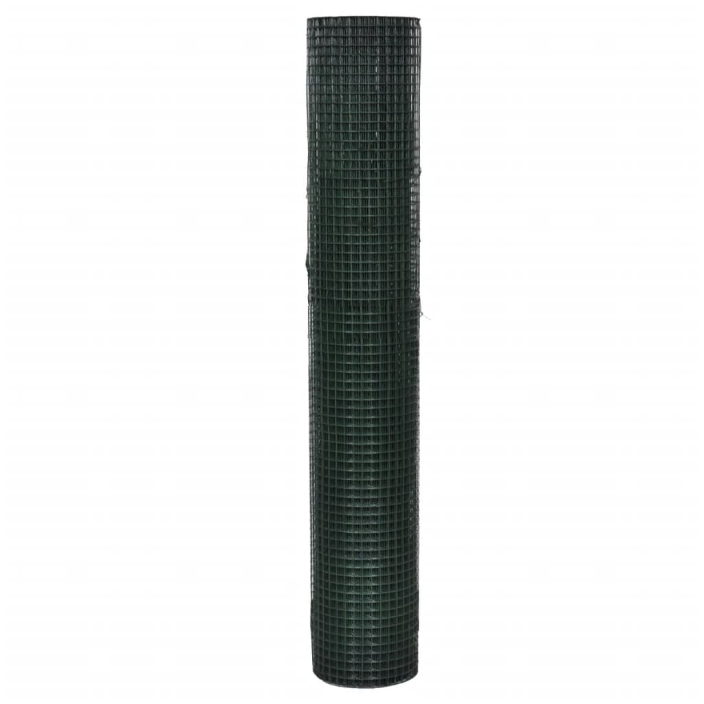 Recinzione in Rete per Pollaio Rivestita in PVC 25x1 m Verde | homemem39
