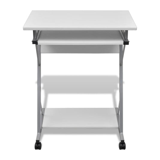 Tavolo Scrivania per Computer con Ripiano Estraibile Bianco - homemem39