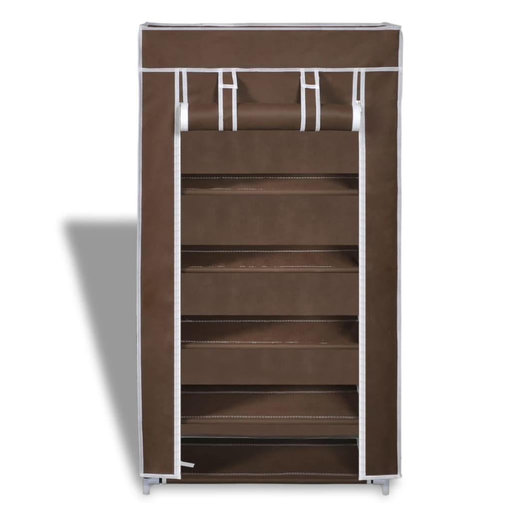Scarpiera in Tessuto Richiudibile 58 x 28 x 106 cm Marrone - homemem39