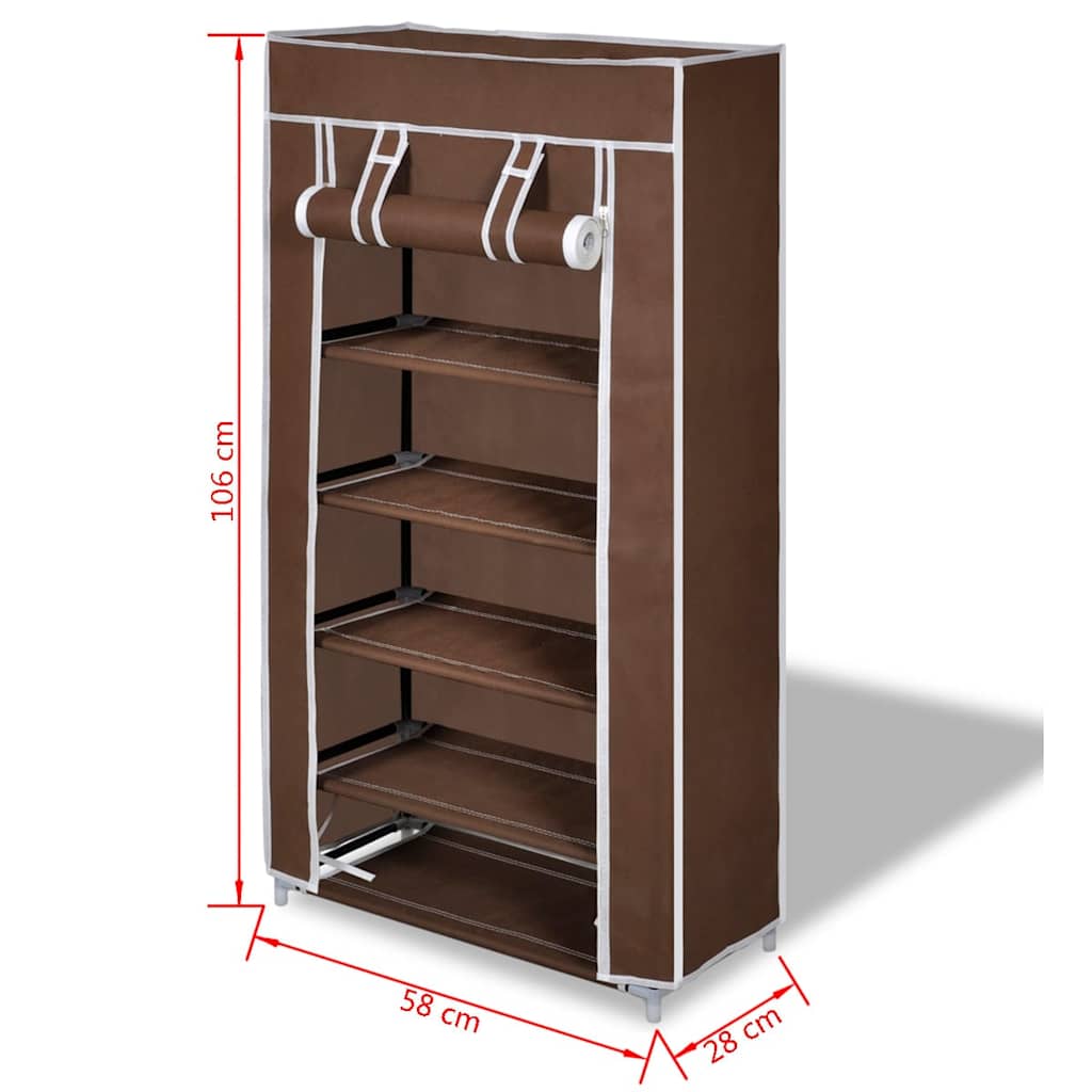 Scarpiera in Tessuto Richiudibile 58 x 28 x 106 cm Marrone - homemem39