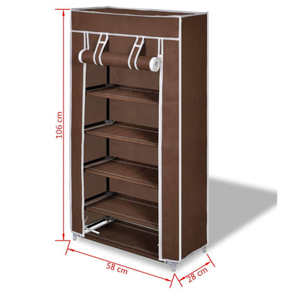 Scarpiera in Tessuto Richiudibile 58 x 28 x 106 cm Marrone - homemem39