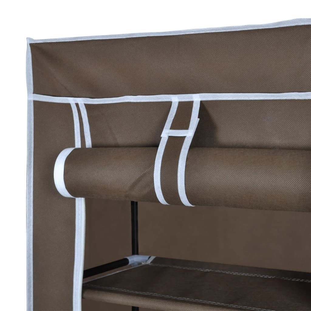 Scarpiera in Tessuto Richiudibile 57 x 29 x 162 cm Marrone - homemem39