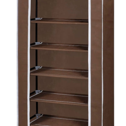 Scarpiera in Tessuto Richiudibile 57 x 29 x 162 cm Marrone - homemem39