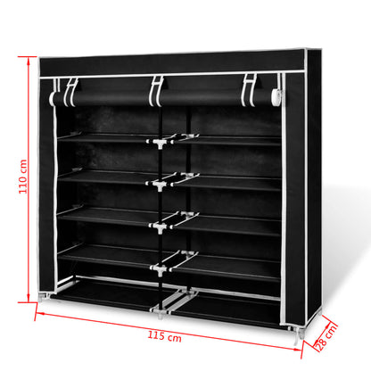 Scarpiera in Tessuto Richiudibile 115 x 28 x 110 cm Nera - homemem39