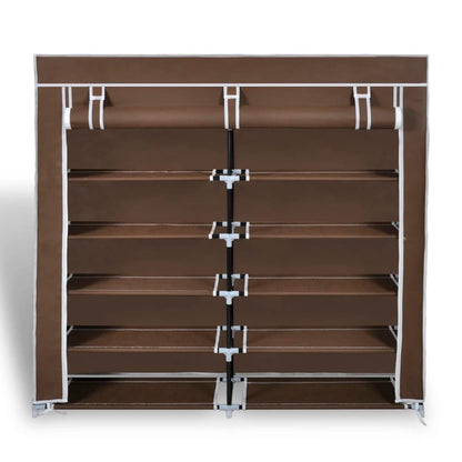 Scarpiera in Tessuto Richiudibile 115 x 28 x 110 cm Marrone - homemem39