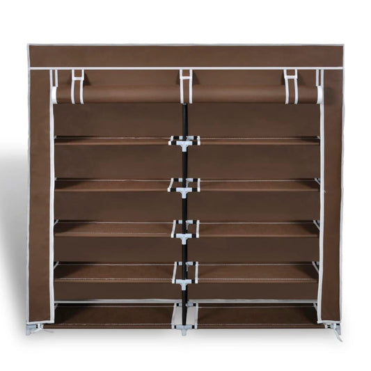 Scarpiera in Tessuto Richiudibile 115 x 28 x 110 cm Marrone - homemem39