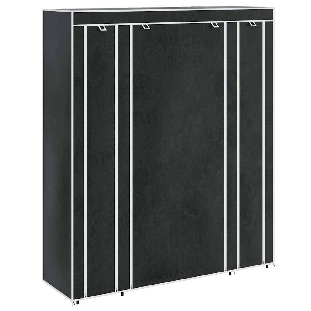 Armadio in Tessuto con Scomparti e Aste 45x150x176 cm Nero | homemem39