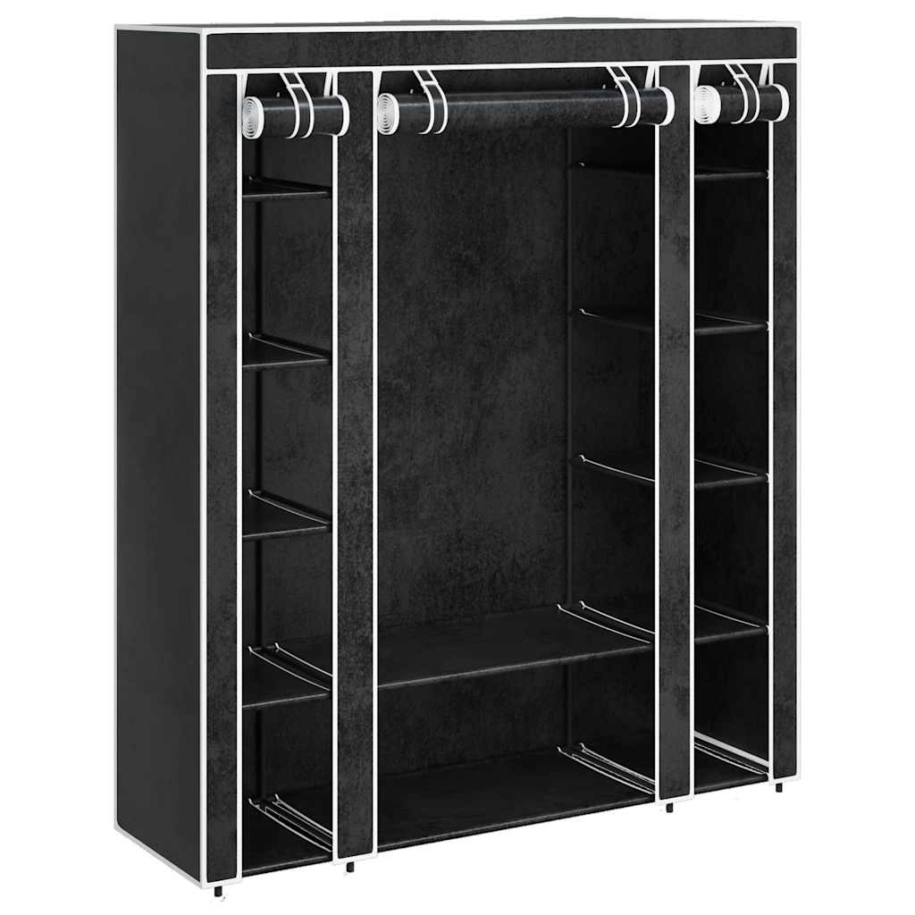 Armadio in Tessuto con Scomparti e Aste 45x150x176 cm Nero | homemem39