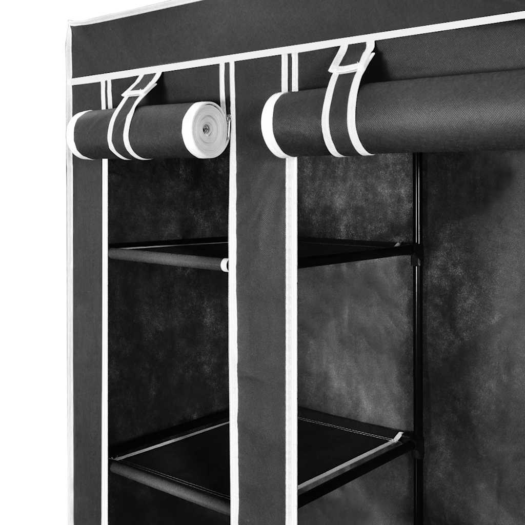 Armadio in Tessuto con Scomparti e Aste 45x150x176 cm Nero | homemem39