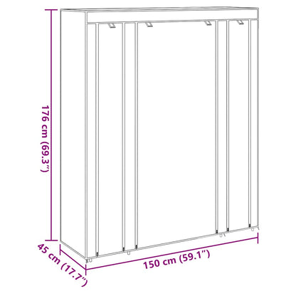 Armadio in Tessuto con Scomparti e Aste 45x150x176 cm Nero | homemem39