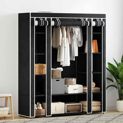 Armadio in Tessuto con Scomparti e Aste 45x150x176 cm Nero | homemem39