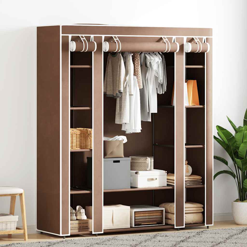 Armadio in Tessuto con Scomparti e Aste 45x150x176 cm Marrone | homemem39