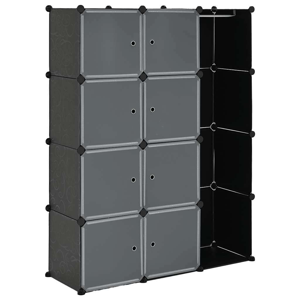 Armadio Modulare con 9 Scomparti 109x36,5x143 cm Nero e Bianco