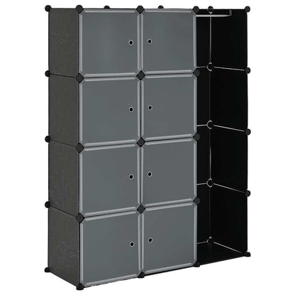Armadio Modulare con 9 Scomparti 109x36,5x143 cm Nero e Bianco