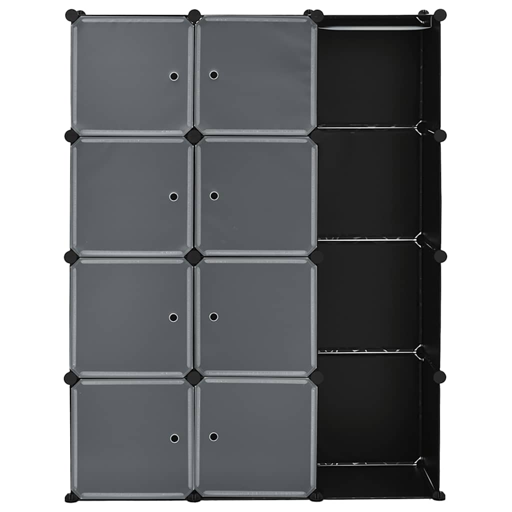 Armadio Modulare con 9 Scomparti 109x36,5x143 cm Nero e Bianco