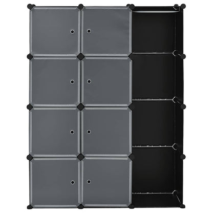 Armadio Modulare con 9 Scomparti 109x36,5x143 cm Nero e Bianco