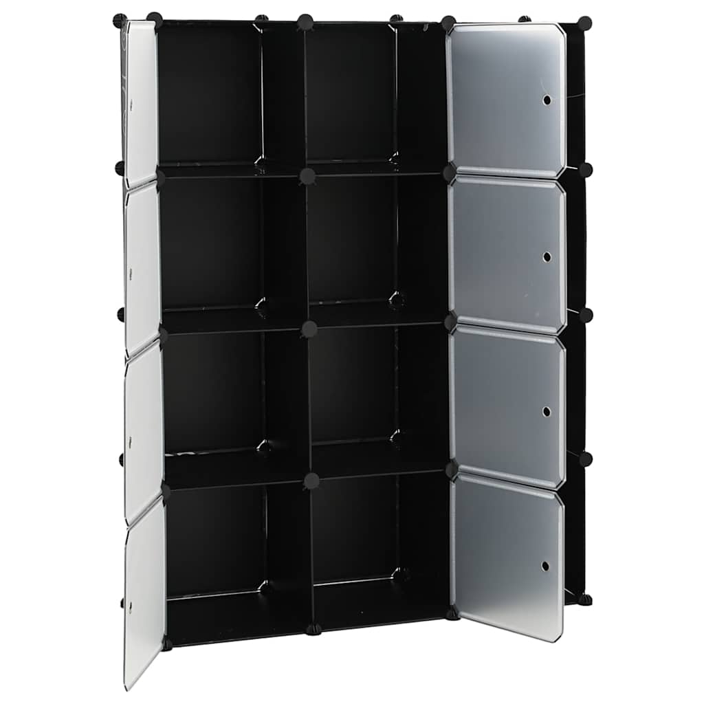 Armadio Modulare con 9 Scomparti 109x36,5x143 cm Nero e Bianco