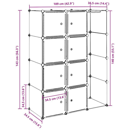 Armadio Modulare con 9 Scomparti 109x36,5x143 cm Nero e Bianco - homemem39